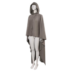 Rey Skywalker Gray Brown Hooded Cloak Cape Outfits Cosplay Costume Halloween Suit 