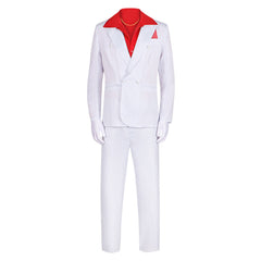 Scarface Tony Montana White Suit Red Shirt Set Outfits Cosplay Costume 