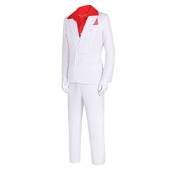 Scarface Tony Montana White Suit Red Shirt Set Outfits Cosplay Costume 