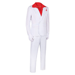 Scarface Tony Montana White Suit Red Shirt Set Outfits Cosplay Costume 