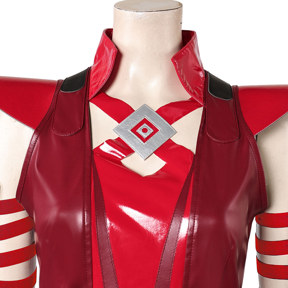 Wanda Maximoff Kostüm – Damen PU Lederjacke, Roter Mantel, Weste, Hose & Handschuhe, Halloween Cosplay Set (S–XXXL)