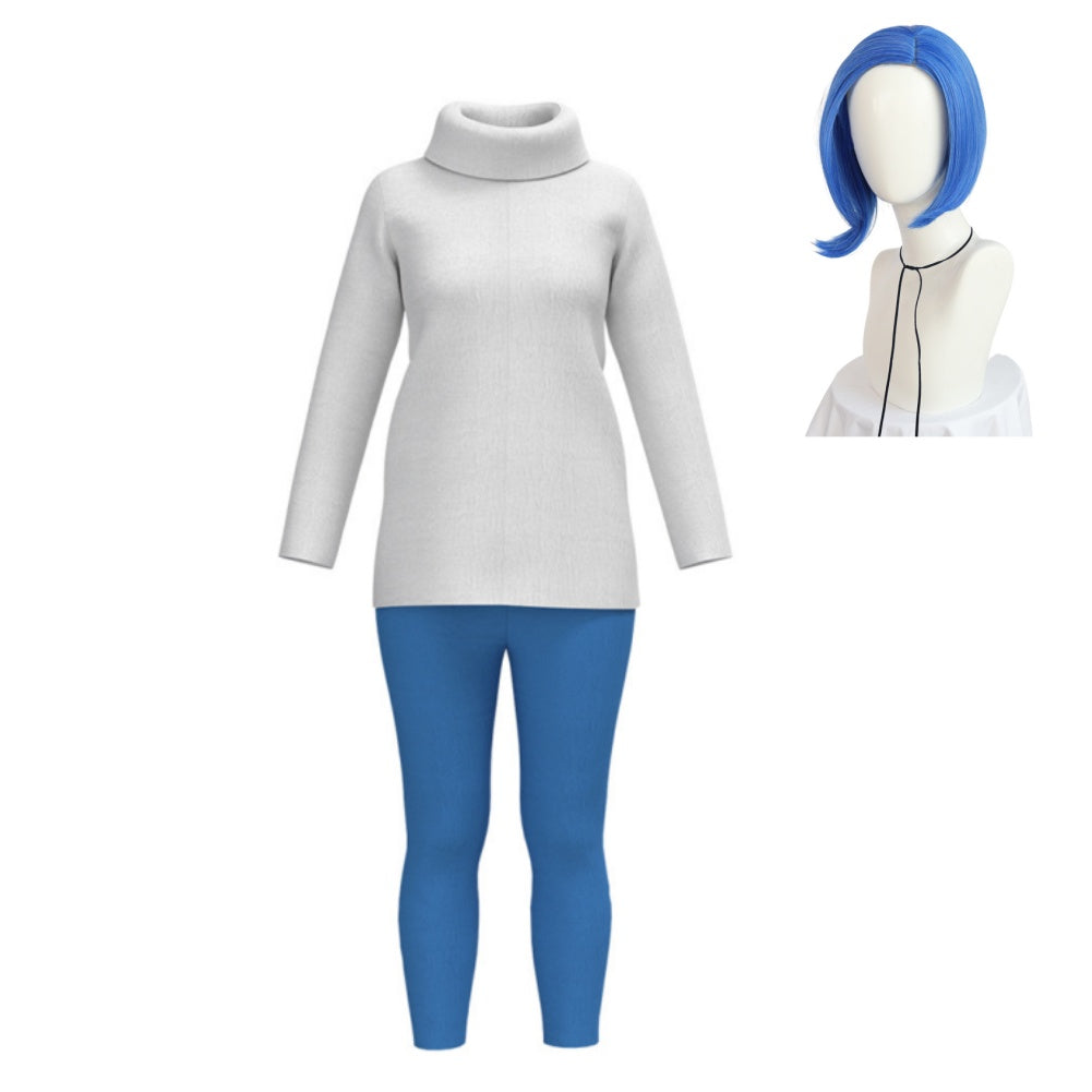 Kids Children Movie Inside Out 2 (2024) Sadness Outfits Cosplay Costume Halloween Carnival Suit