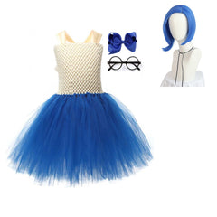 Kids Children Movie Inside Out 2 (2024) Sadness Blue Tutu Dress Outfits Cosplay Costume Halloween Carnival Suit