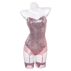 Sexy Lingerie For Women Pink Sequins Bodysuit Set Outfits Cosplay Costume