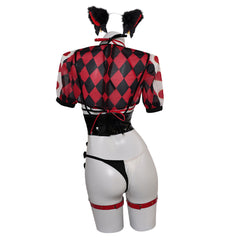 Sexy Lingerie For Women Red And Black Squares Outfits Costume Halloween Carnival Suit 