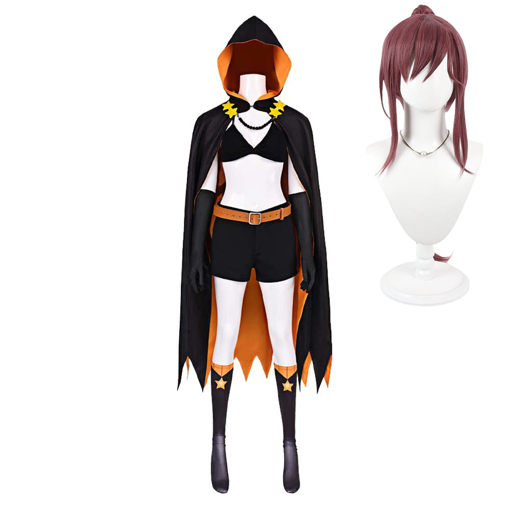 Shaula Black Orange Set Outfits Cosplay Costume Halloween Carnival Party Suit