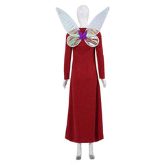 Shrek 2 Fairy Godmother Red Dress Wings Set Outfits Cosplay Costume 