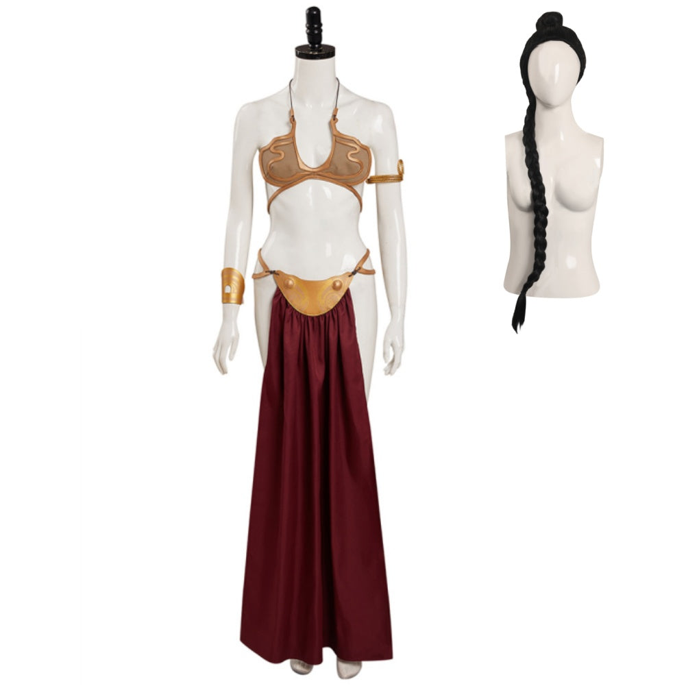 Return Of The Jedi Leia Cosplay Costume Outfits Slave Leia Metal Bikini Halloween Carnival Suit