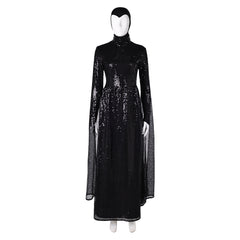 Snow White (2025) Evil Queen Black Dress Headgear Outfits Cosplay Costume 