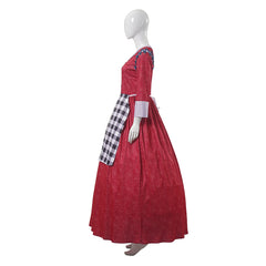 Snow White Princess Red Dress Checkered Apron Set Outfits Cosplay Costume 