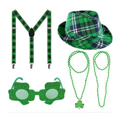 St. Patrick's Day Green Hat Glasses Necklaces Braces Cosplay Accessories Props