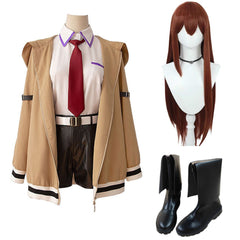 Steins Gate Kurisu Makise Brown Jacket Set Outfits Cosplay Costume