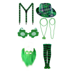 St. Patrick's Day Green Hat Glasses Necklaces Braces Cosplay Accessories Props