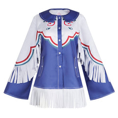 Street Fighter 6 Lily Blue White Tassels Shirt Top Outfits Cosplay Costume 