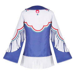 Street Fighter 6 Lily Blue White Tassels Shirt Top Outfits Cosplay Costume 