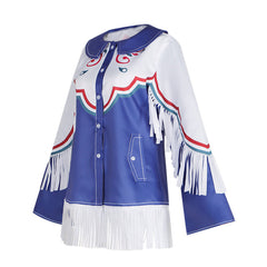 Street Fighter 6 Lily Blue White Tassels Shirt Top Outfits Cosplay Costume 