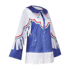 Street Fighter 6 Lily Blue White Tassels Shirt Top Outfits Cosplay Costume 