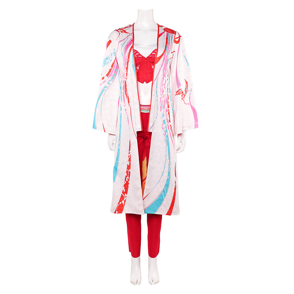 Street Fighter 6 Mai Shiranui Red Set White Robe Outfit 3 Cosplay Costume