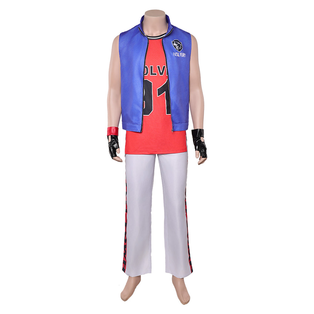 Street Fighter 6 Terry Bogard Blue Red Set Outfits Cosplay Costume 