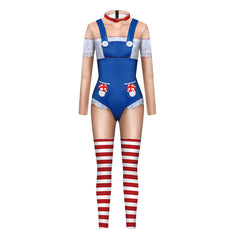 Super Mario Mario Female Printed Jumpsuit Outfits Cosplay Halloween Costume