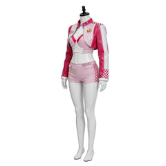 Super Mario Princess Peach Pink Racing Suit Set Outfits Cosplay Costume