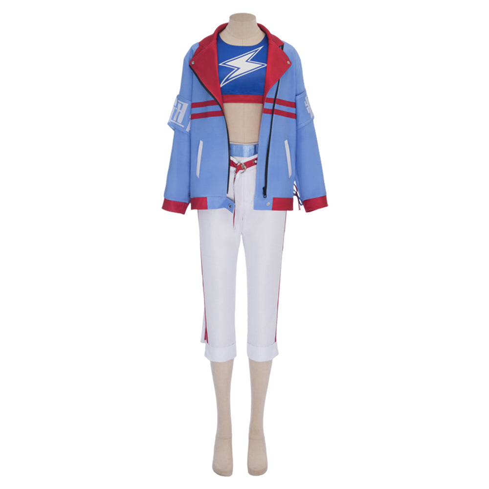 Tamamo Cross Blue White Jacket Pants Set Outfits Cosplay Costume