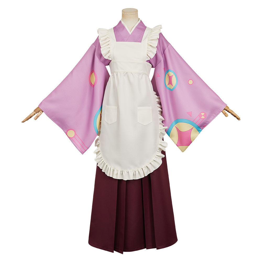 Tasokare Hotel (2025) Neko Tsukahara Purple Maid Kimono Outfits Cosplay Costume 