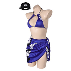 Tekken 8 Reina Purple Swimsuit Hat Outfits Cosplay Costume Carnival Suit 