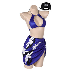 Tekken 8 Reina Purple Swimsuit Hat Outfits Cosplay Costume Carnival Suit 