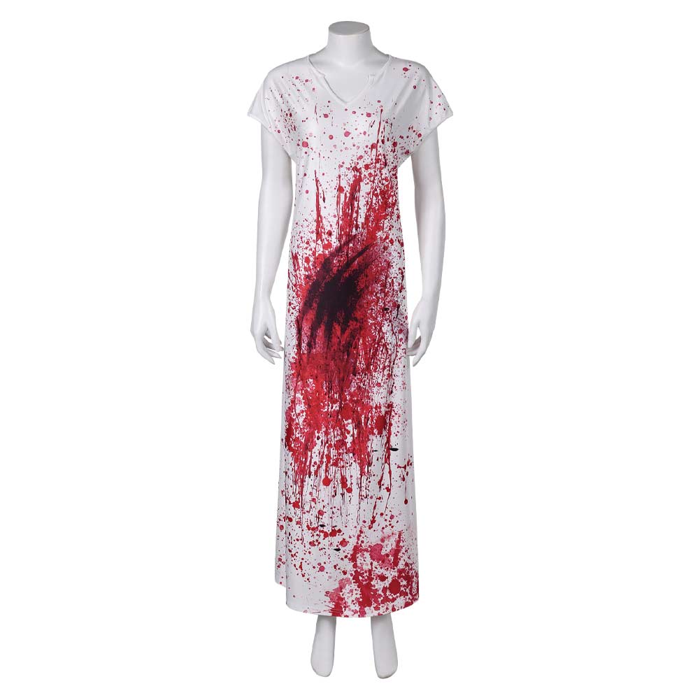 Terrifier 3 (2024) Bloodstained Robe Dress Outfits Halloween Cosplay Costume Halloween Carnival Suit