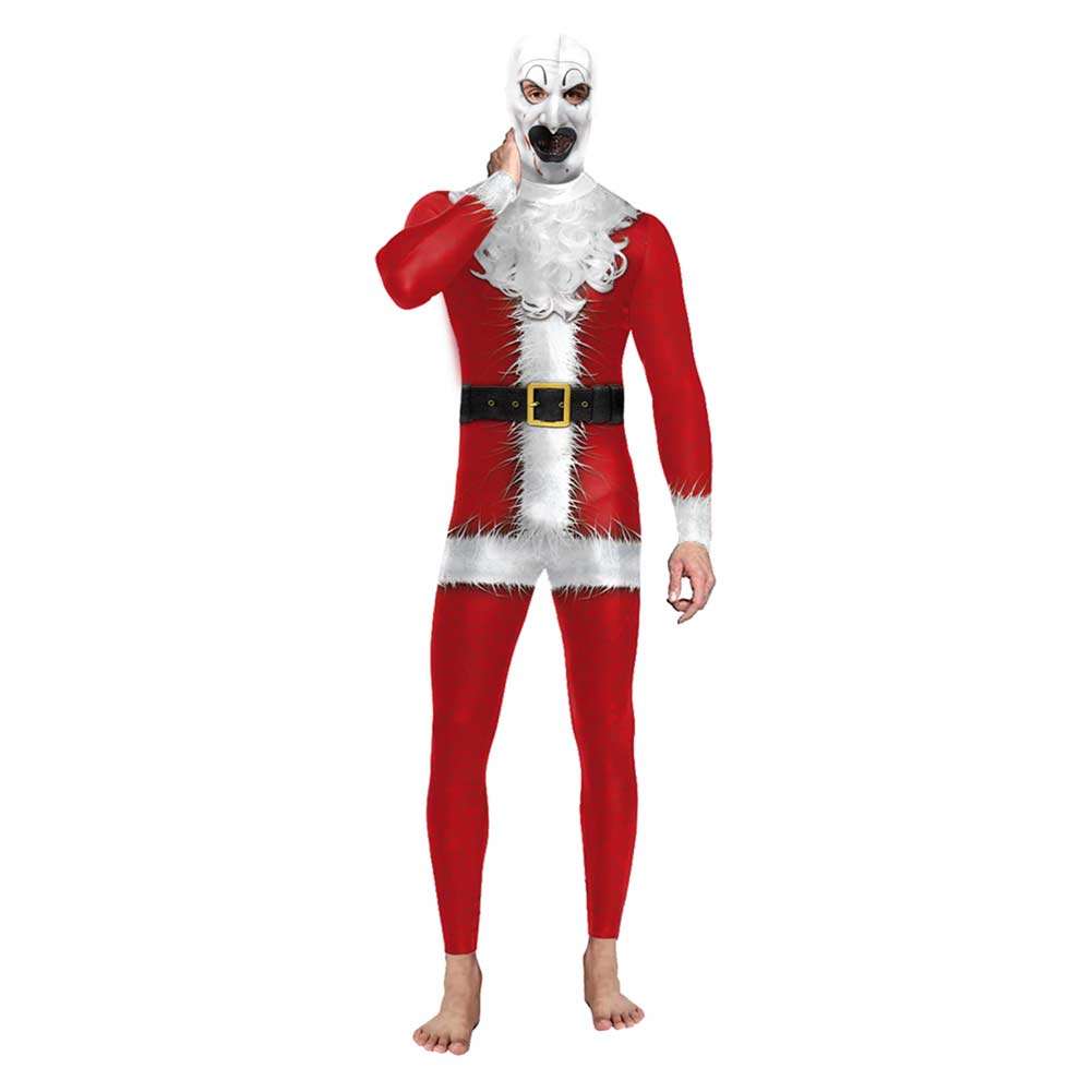 Terrifier 3 (2024) Clown Santa Claus Jumpsuit Outfits Cosplay Costume Horror Halloween Carnival Suit