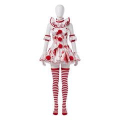 Terrifier 4 (2026) Clown White Red Dress Set Outfits Halloween Horror Cosplay Costume