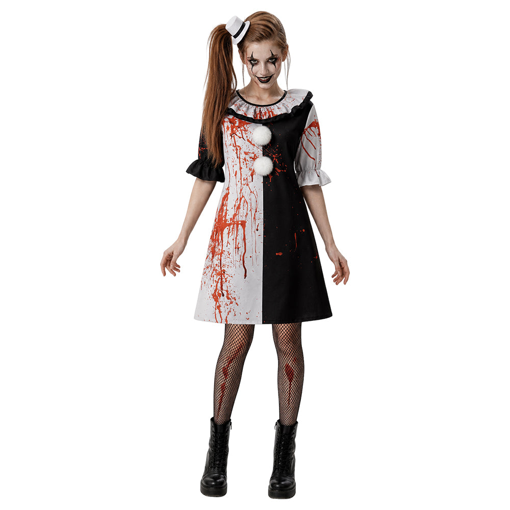 Terrifier 4 (2026) The Little Pale Girl Bloodstain Clown Dress Halloween Cosplay Costume
