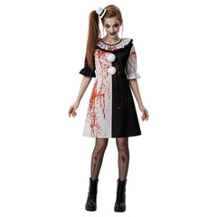 Terrifier 4 (2026) The Little Pale Girl Bloodstain Clown Dress Halloween Cosplay Costume