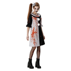 Terrifier 4 (2026) The Little Pale Girl Bloodstain Clown Dress Halloween Cosplay Costume