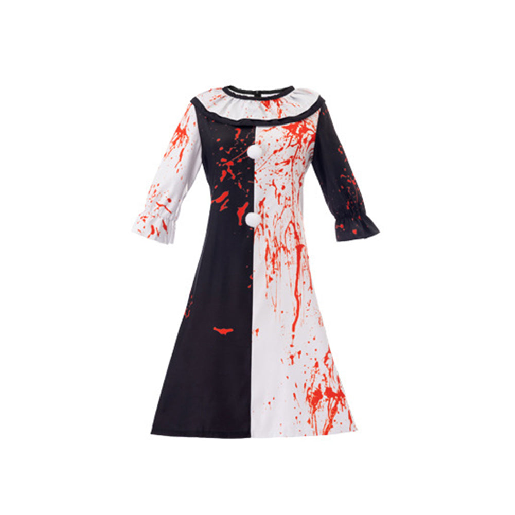 Terrifier 4 (2026) The Little Pale Girl Bloody Black White Dress Halloween Horror Cosplay Costume