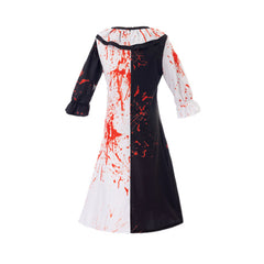 Terrifier 4 (2026) The Little Pale Girl Bloody Black White Dress Halloween Horror Cosplay Costume