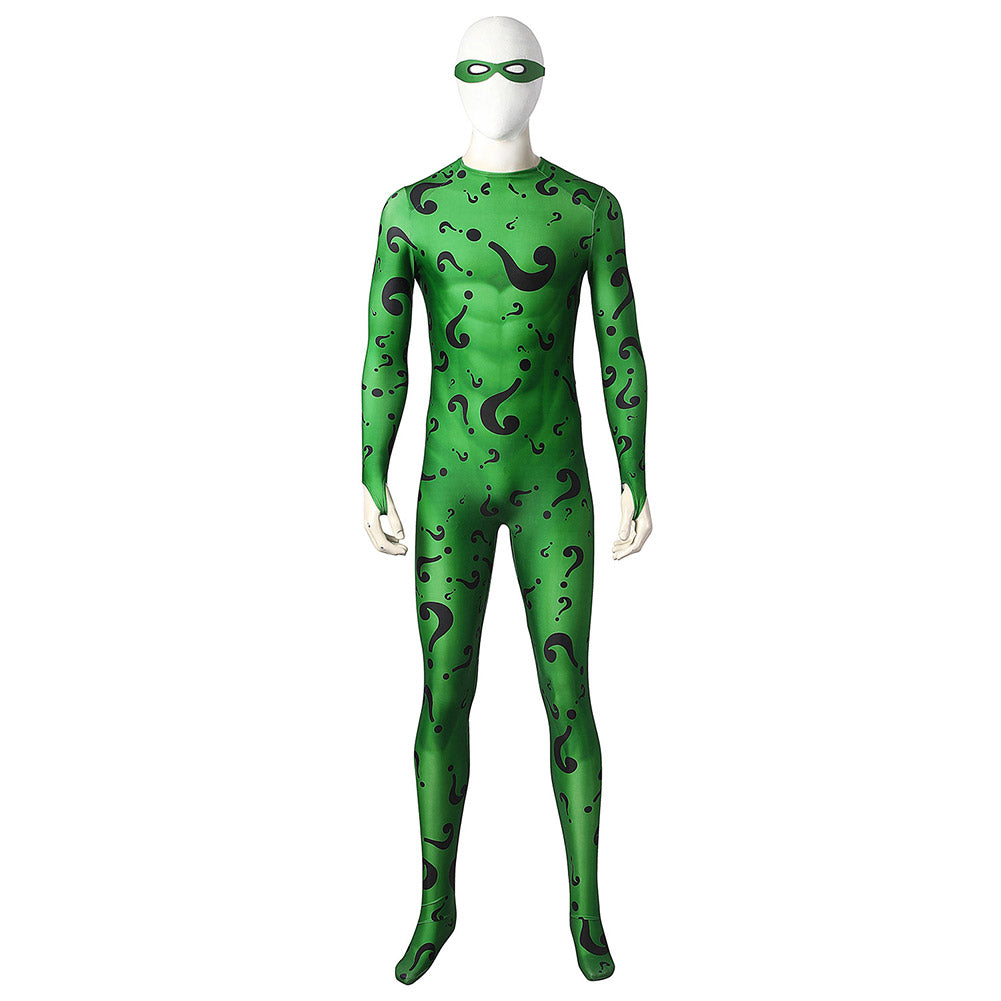 The Batman Riddler Green Jumpsuit Outfits Cosplay Costume Halloween Carnival Suit