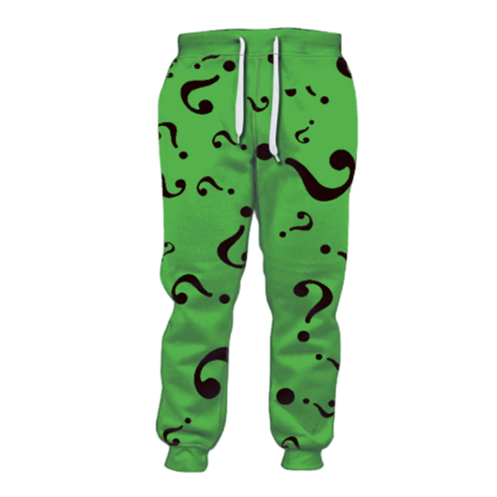 The Batman Riddler Printed Green Trousers Jogger Pants Cosplay Accessories Props