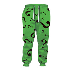 The Batman Riddler Printed Green Trousers Jogger Pants Cosplay Accessories Props