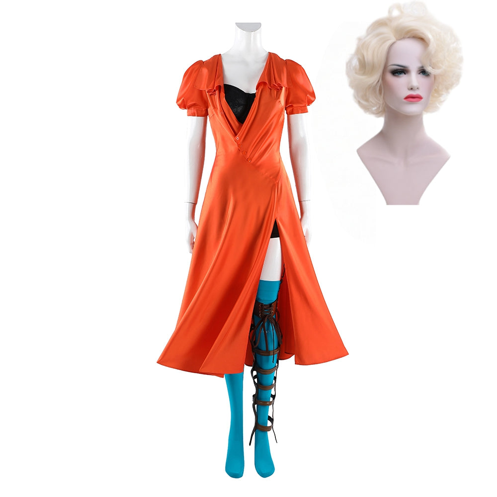 The Bride! (2026) The Bride Orange Dress Blue Socks Set Outfits Halloween Cosplay Costume