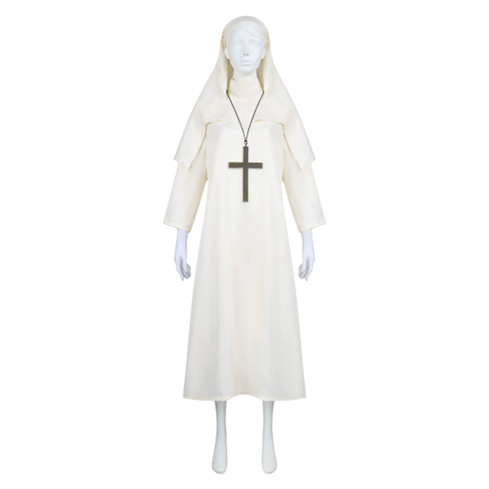 The Conjuring Nun White Robe Set Outfits Halloween Horror Cosplay Costume 