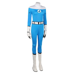 The Fantastic Four: First Steps (2025) Invisible Woman Susan Storm Blue White Uniform Cosplay Costume 