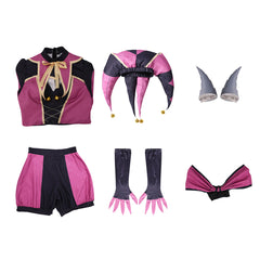 The Freak Circus Columbina Pink Clown Outfits Cosplay Costume Halloween Suit 