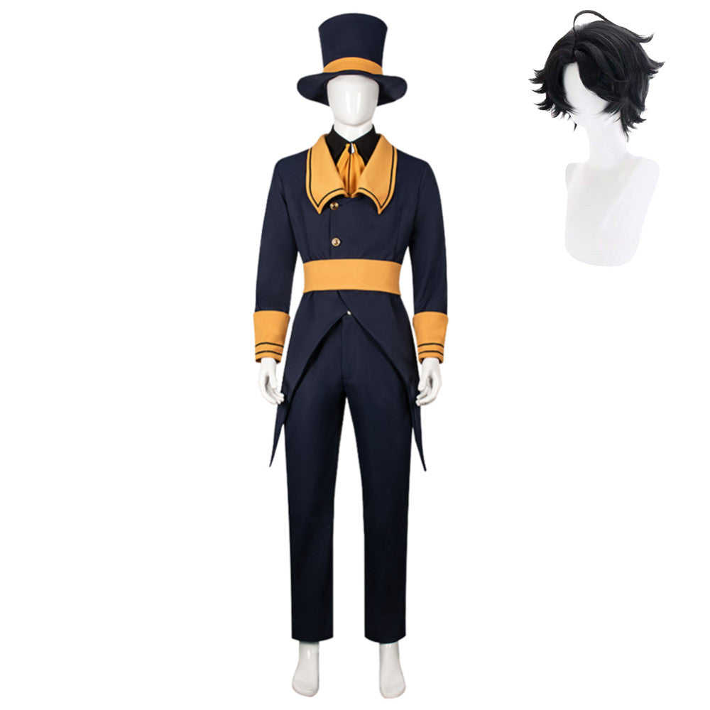 The Freak Circus Ticket Taker Black Yellow Set Outfits Cosplay Costume Halloween Suit