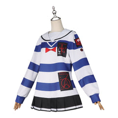 The Hundred Line: Last Defense Academy (2025) Amemiya Darumi Blue Striped Set Cosplay Costume