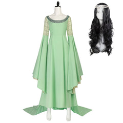 The Lord Of The Rings Arwen Undómiel Green Dress Crown Outfits Cosplay Costume