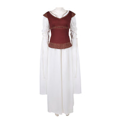 The Lord Of The Rings Eowyn Brown Vest White Dress Outfits Cosplay Costume 