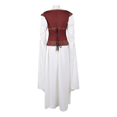 The Lord Of The Rings Eowyn Brown Vest White Dress Outfits Cosplay Costume 