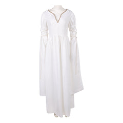 The Lord Of The Rings Eowyn Brown Vest White Dress Outfits Cosplay Costume 